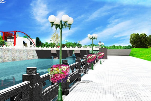 燈桿綠化景觀設計效果圖